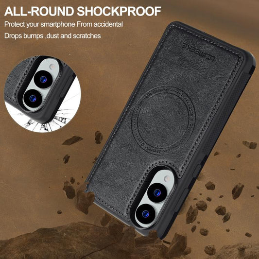 For Samsung Galaxy S25 Edge 5G LC.IMEEKE L5 Series Detachable RFID Card Bag Magsafe Phone Case(Black) by LC.IMEEKE