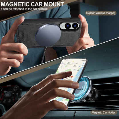 For Samsung Galaxy S25 Edge 5G LC.IMEEKE L5 Series Detachable RFID Card Bag Magsafe Phone Case(Black) by LC.IMEEKE