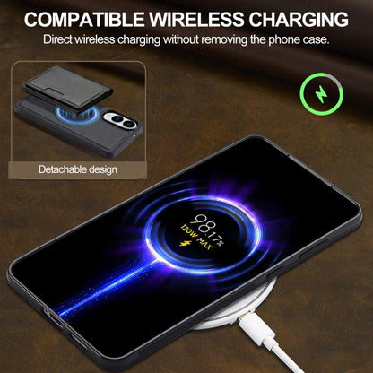 For Samsung Galaxy S25 Edge 5G LC.IMEEKE L5 Series Detachable RFID Card Bag Magsafe Phone Case(Black) by LC.IMEEKE