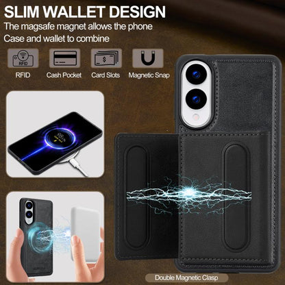 For Samsung Galaxy S25 Edge 5G LC.IMEEKE L5 Series Detachable RFID Card Bag Magsafe Phone Case(Black) by LC.IMEEKE