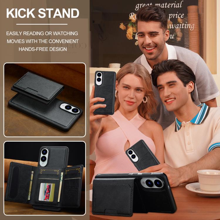 For Samsung Galaxy S25 Edge 5G LC.IMEEKE L5 Series Detachable RFID Card Bag Magsafe Phone Case(Black) by LC.IMEEKE