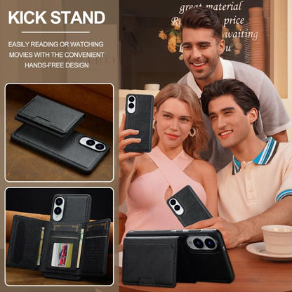 For Samsung Galaxy S25 Edge 5G LC.IMEEKE L5 Series Detachable RFID Card Bag Magsafe Phone Case(Black) by LC.IMEEKE