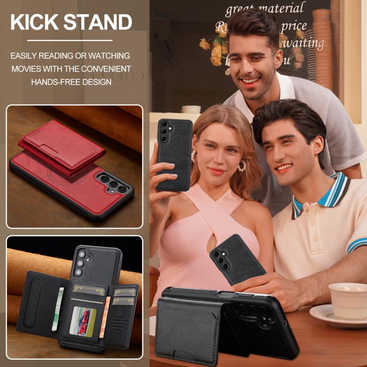 For Samsung Galaxy A56 5G LC.IMEEKE L5 Series Detachable RFID Card Bag Magsafe Phone Case(Black) by LC.IMEEKE