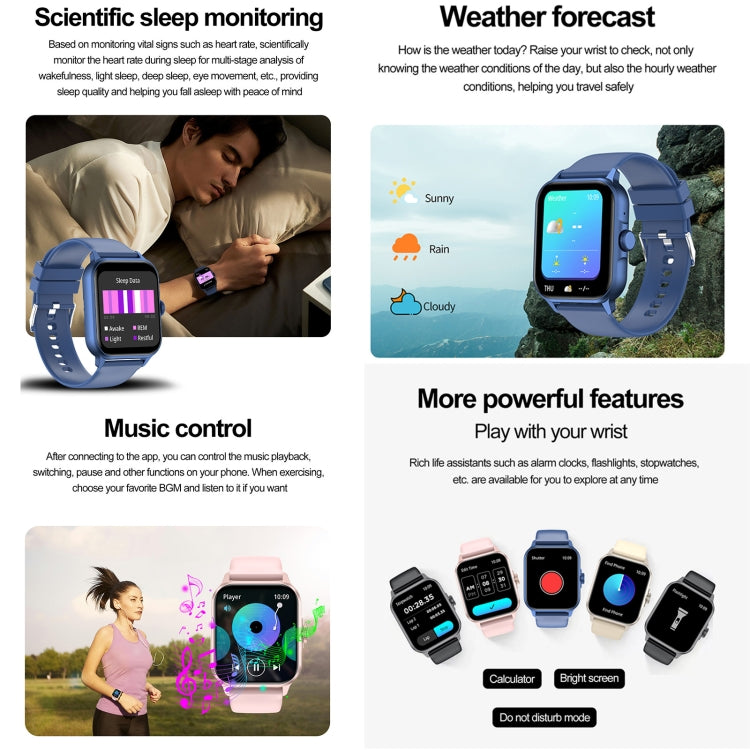 ZW36A 1.83 inch BT Call Smart Watch, Blood oxygen / Blood Pressure / Heart Rate(Black) by bashfashion