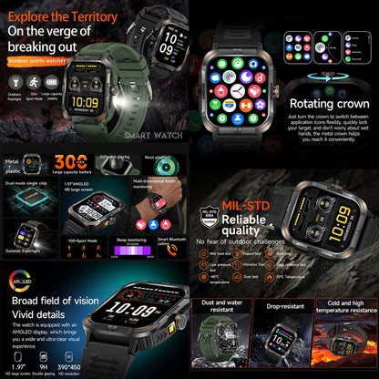 ZW69 1.97 inch AMOLED Outdoor Sports BT Call Smart Watch, Blood Oxygen / Heart Rate / Remote Photography / Sleep monitoring(Green) by bashfashion