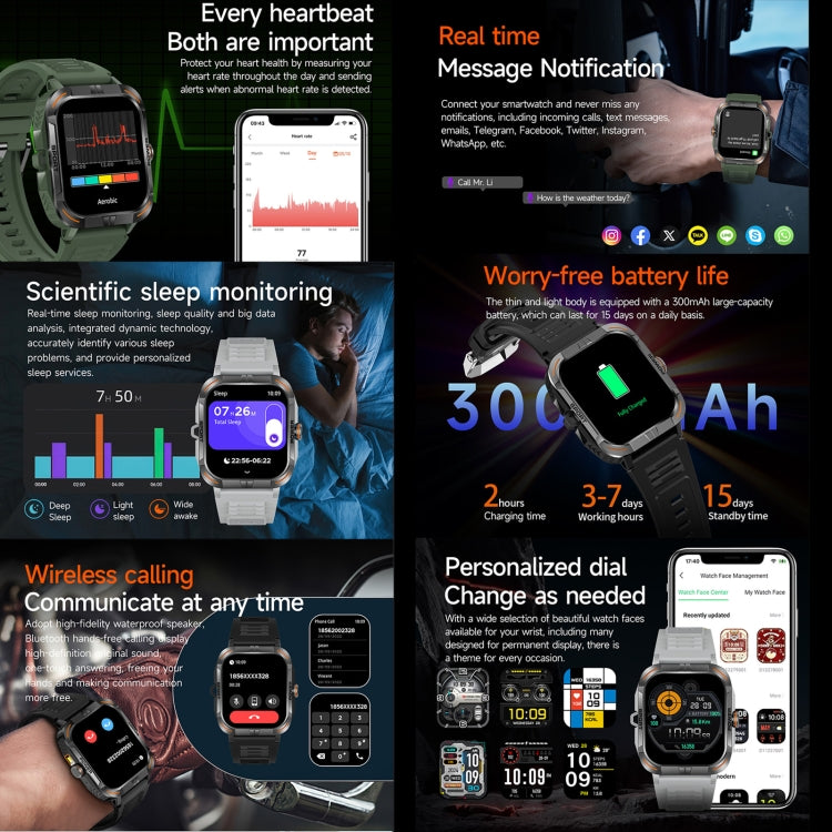 ZW69 1.97 inch AMOLED Outdoor Sports BT Call Smart Watch, Blood Oxygen / Heart Rate / Remote Photography / Sleep monitoring(Grey) by bashfashion
