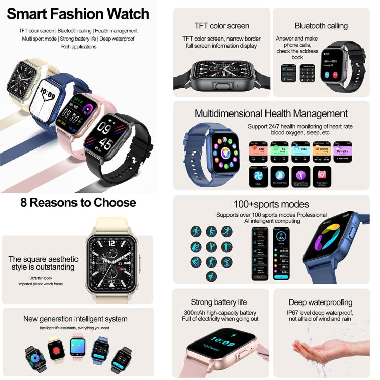 ZW36 1.83 inch BT Call Smart Watch, Blood oxygen / Blood Pressure / Heart Rate(Black) by bashfashion