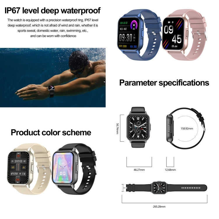 ZW36 1.83 inch BT Call Smart Watch, Blood oxygen / Blood Pressure / Heart Rate(Gold) by bashfashion