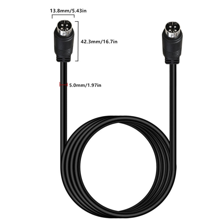 MD DIN 4 Pin Male to Male AC/DC Power Audio Adapter Cable, Length:5m(Black) by bashfashion