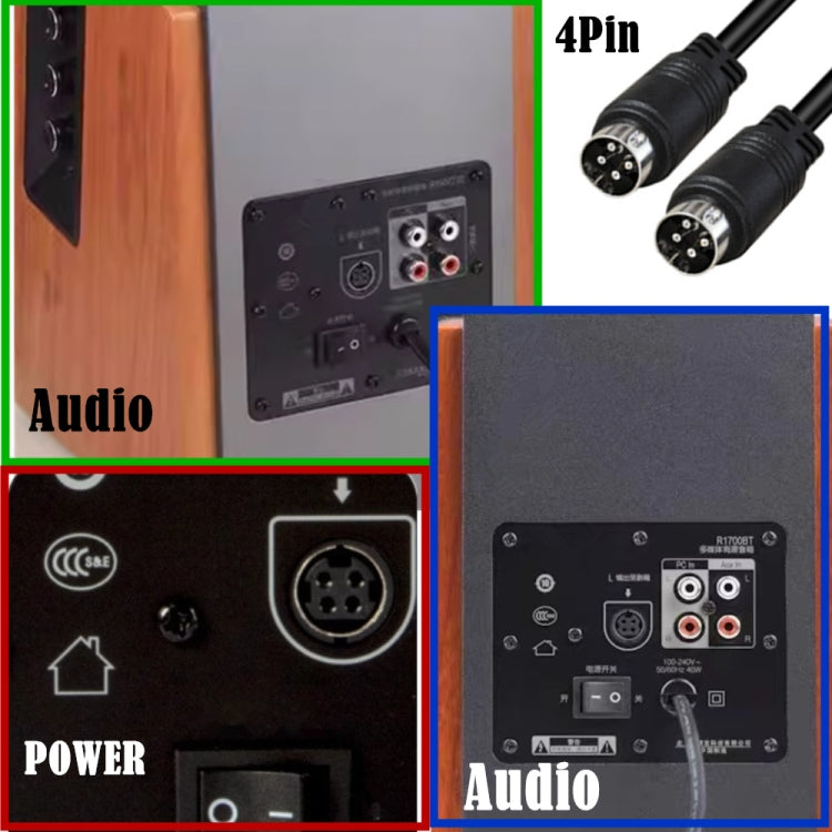 MD DIN 4 Pin Male to Male AC/DC Power Audio Adapter Cable, Length:5m(Black) by bashfashion