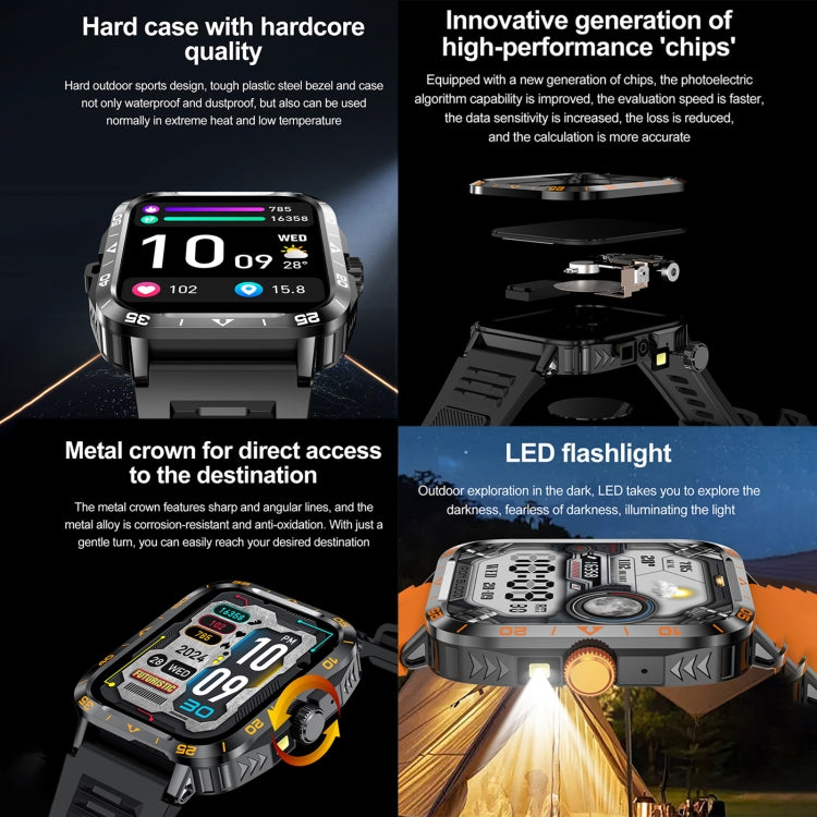 ZW59 1.95 inch BT Call Sports Smart Watch, Blood Oxygen / Heart Rate / Remote Photography(Orange) by bashfashion