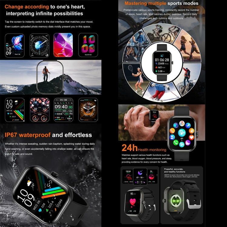 ZW65 2.01 inch Fitness Smart Watch, Blood Oxygen / Blood Pressure / Heart Rate(Black) by bashfashion
