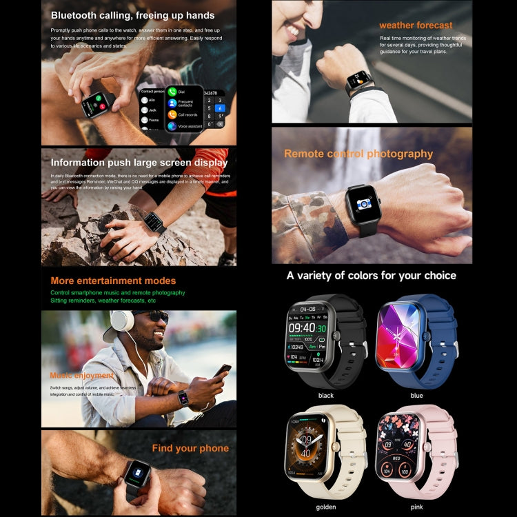 ZW65 2.01 inch Fitness Smart Watch, Blood Oxygen / Blood Pressure / Heart Rate(Gold) by bashfashion