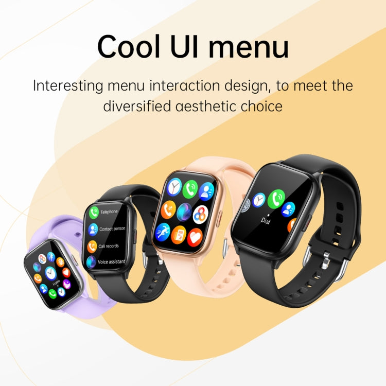 KT73S 1.85 inch Square Screen BT Call Smart Watch, Heart Rate / Blood Pressure / Blood Oxygen / Female Health / Sleep Monitoring(Black) by bashfashion