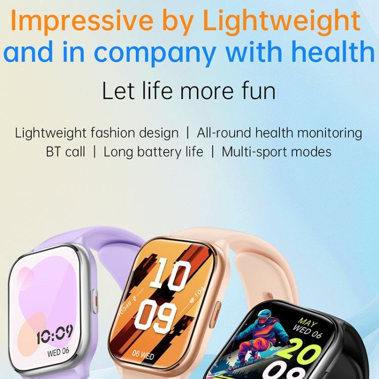 KT73S 1.85 inch Square Screen BT Call Smart Watch, Heart Rate / Blood Pressure / Blood Oxygen / Female Health / Sleep Monitoring(Black) by bashfashion