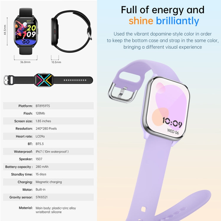 KT73S 1.85 inch Square Screen BT Call Smart Watch, Heart Rate / Blood Pressure / Blood Oxygen / Female Health / Sleep Monitoring(Gold) by bashfashion