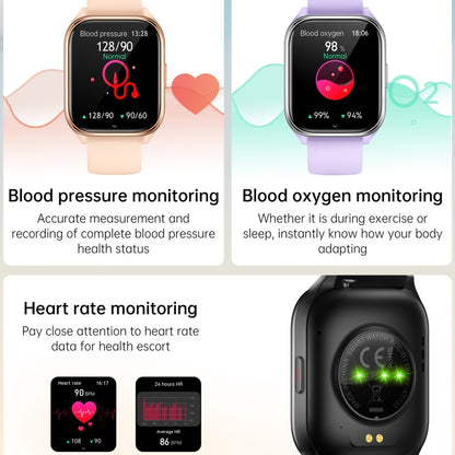 KT73S 1.85 inch Square Screen BT Call Smart Watch, Heart Rate / Blood Pressure / Blood Oxygen / Female Health / Sleep Monitoring(Gold) by bashfashion