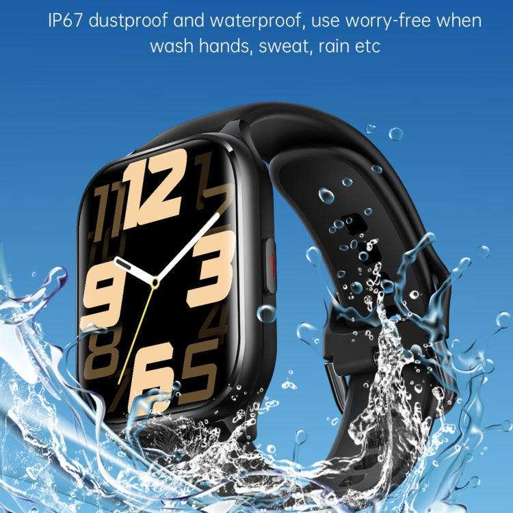 KT73S 1.85 inch Square Screen BT Call Smart Watch, Heart Rate / Blood Pressure / Blood Oxygen / Female Health / Sleep Monitoring(Black) by bashfashion