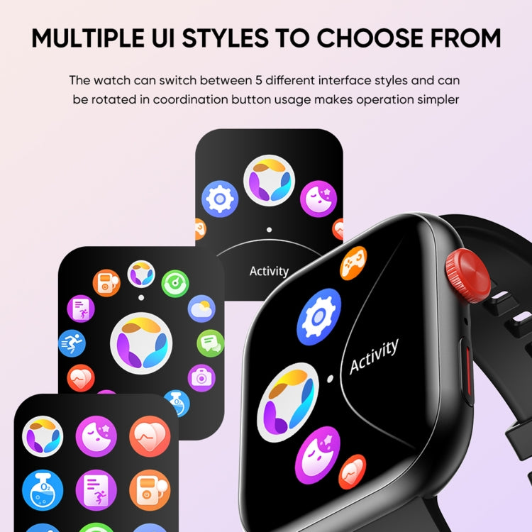 LC88 2 inch Square Screen BT Call Smart Watch, Heart Rate / Blood Pressure / Blood Oxygen / Sleep Monitoring(Black) by bashfashion