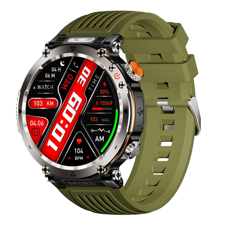 HT30 1.7 inch IP68 Waterproof Silicone Band Smart Watch, Support Flashlight / Banknote Detector Light / Compass(Army Green) by bashfashion