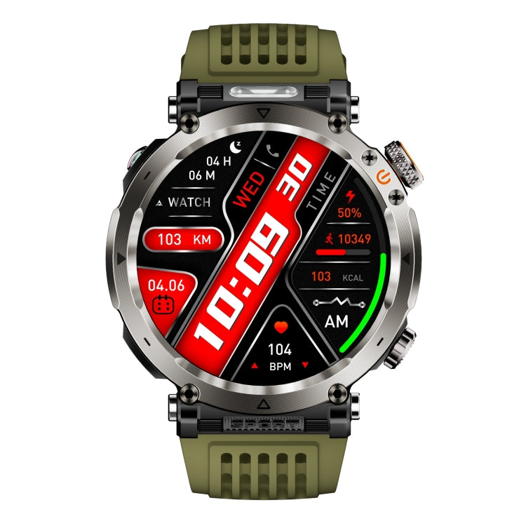 HT30 1.7 inch IP68 Waterproof Silicone Band Smart Watch, Support Flashlight / Banknote Detector Light / Compass(Army Green) by bashfashion
