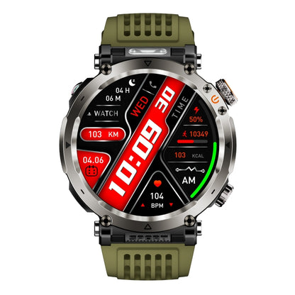 HT30 1.7 inch IP68 Waterproof Silicone Band Smart Watch, Support Flashlight / Banknote Detector Light / Compass(Army Green) by bashfashion