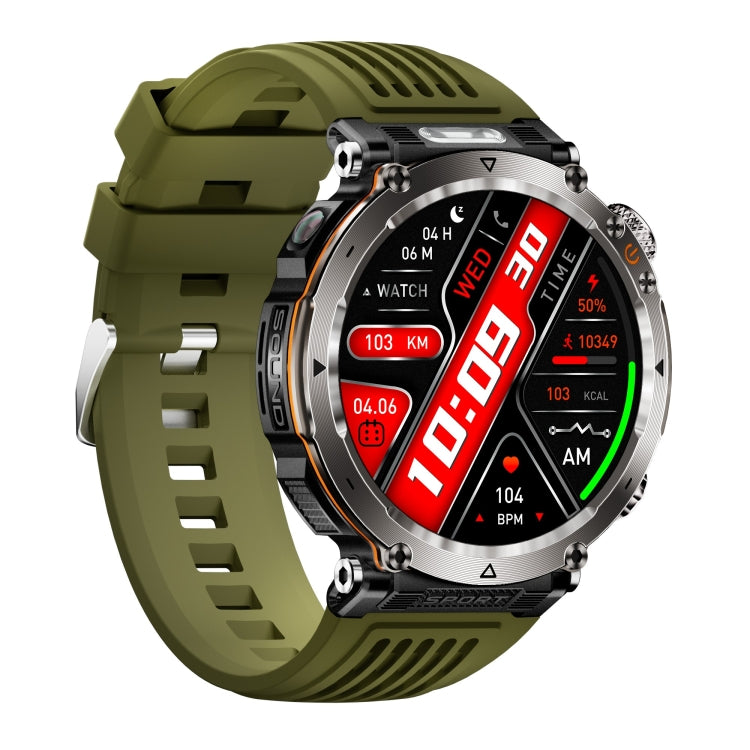 HT30 1.7 inch IP68 Waterproof Silicone Band Smart Watch, Support Flashlight / Banknote Detector Light / Compass(Army Green) by bashfashion