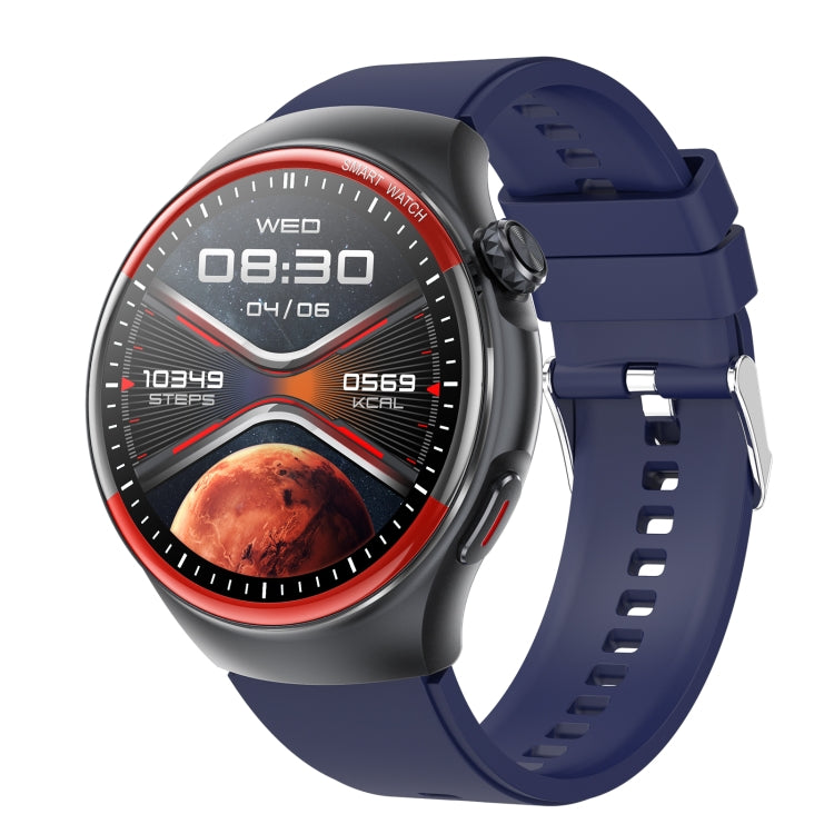 T82 1.43 inch Round Screen BT Call Smart Watch, Heart Rate / Blood Pressure / Blood Oxygen / Sleep / Blood Sugar / HRV / Metope / SOS, Strap:Silicone Blue by bashfashion