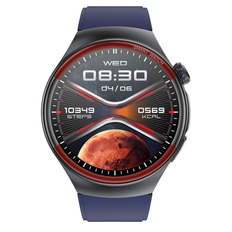 T82 1.43 inch Round Screen BT Call Smart Watch, Heart Rate / Blood Pressure / Blood Oxygen / Sleep / Blood Sugar / HRV / Metope / SOS, Strap:Silicone Blue by bashfashion