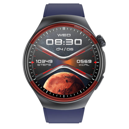 T82 1.43 inch Round Screen BT Call Smart Watch, Heart Rate / Blood Pressure / Blood Oxygen / Sleep / Blood Sugar / HRV / Metope / SOS, Strap:Silicone Blue by bashfashion