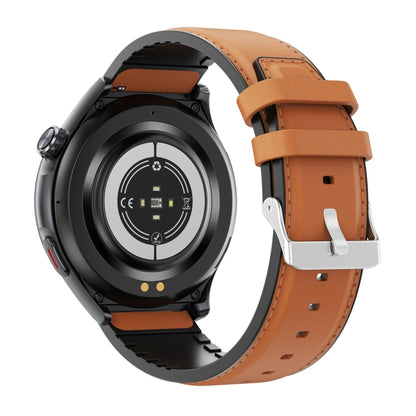 T82 1.43 inch Round Screen BT Call Smart Watch, Heart Rate / Blood Pressure / Blood Oxygen / Sleep / Blood Sugar / HRV / Metope / SOS, Strap:Leather Brown by bashfashion