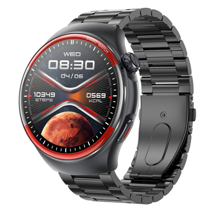 T82 1.43 inch Round Screen BT Call Smart Watch, Heart Rate / Blood Pressure / Blood Oxygen / Sleep / Blood Sugar / HRV / Metope / SOS, Strap:Stainless Steel Black by bashfashion
