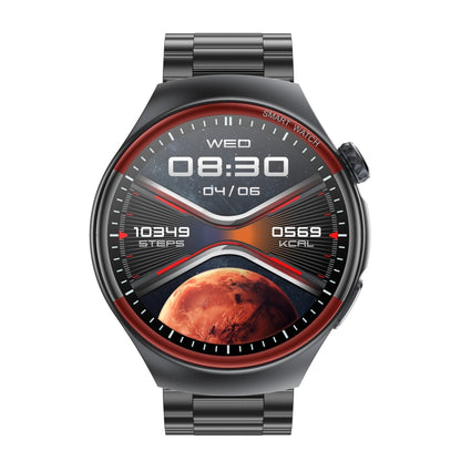 T82 1.43 inch Round Screen BT Call Smart Watch, Heart Rate / Blood Pressure / Blood Oxygen / Sleep / Blood Sugar / HRV / Metope / SOS, Strap:Stainless Steel Black by bashfashion