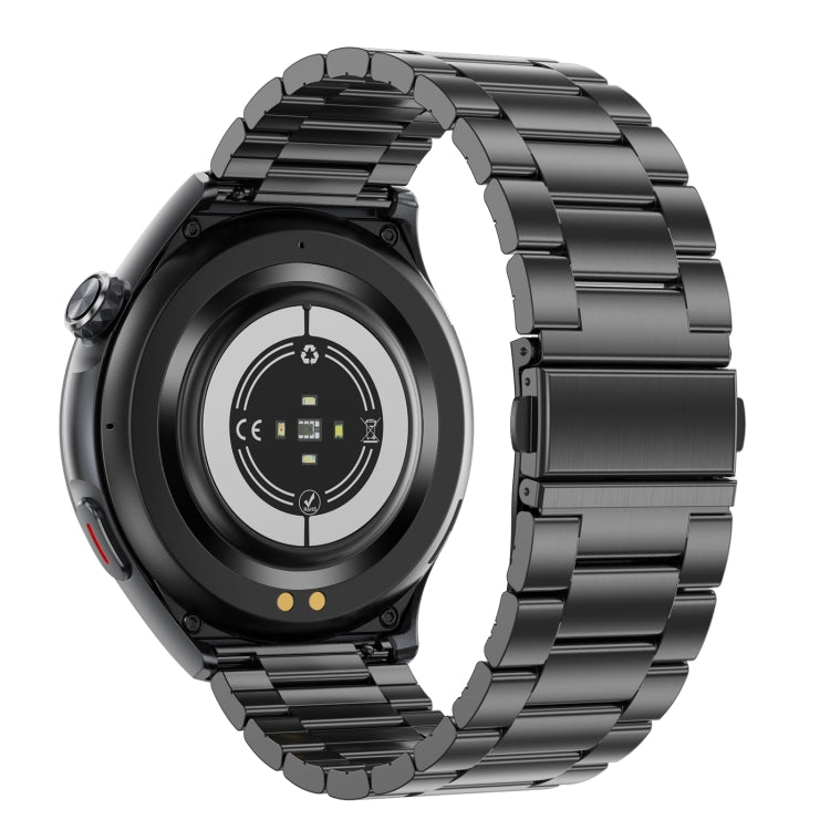 T82 1.43 inch Round Screen BT Call Smart Watch, Heart Rate / Blood Pressure / Blood Oxygen / Sleep / Blood Sugar / HRV / Metope / SOS, Strap:Stainless Steel Black by bashfashion