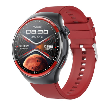 T82 1.43 inch Round Screen BT Call Smart Watch, Heart Rate / Blood Pressure / Blood Oxygen / Sleep / Blood Sugar / HRV / Metope / SOS, Strap:Silicone Red by bashfashion