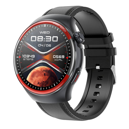 T82 1.43 inch Round Screen BT Call Smart Watch, Heart Rate / Blood Pressure / Blood Oxygen / Sleep / Blood Sugar / HRV / Metope / SOS, Strap:Leather Black by bashfashion