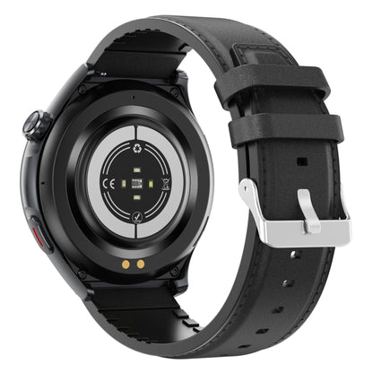 T82 1.43 inch Round Screen BT Call Smart Watch, Heart Rate / Blood Pressure / Blood Oxygen / Sleep / Blood Sugar / HRV / Metope / SOS, Strap:Leather Black by bashfashion