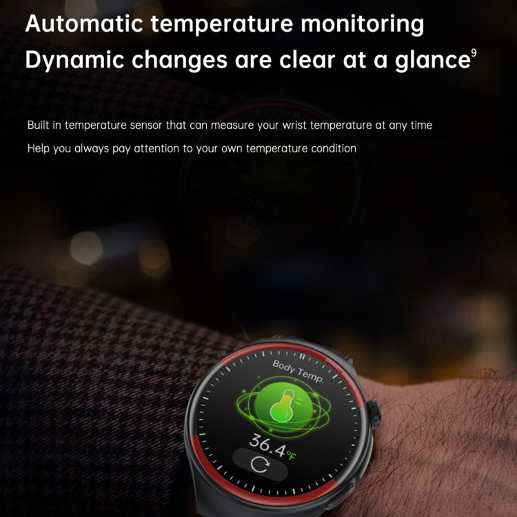 T82 1.43 inch Round Screen BT Call Smart Watch, Heart Rate / Blood Pressure / Blood Oxygen / Sleep / Blood Sugar / HRV / Metope / SOS, Strap:Silicone Black by bashfashion