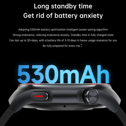 T82 1.43 inch Round Screen BT Call Smart Watch, Heart Rate / Blood Pressure / Blood Oxygen / Sleep / Blood Sugar / HRV / Metope / SOS, Strap:Silicone Black by bashfashion