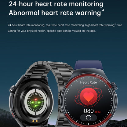 T82 1.43 inch Round Screen BT Call Smart Watch, Heart Rate / Blood Pressure / Blood Oxygen / Sleep / Blood Sugar / HRV / Metope / SOS, Strap:Stainless Steel Black by bashfashion