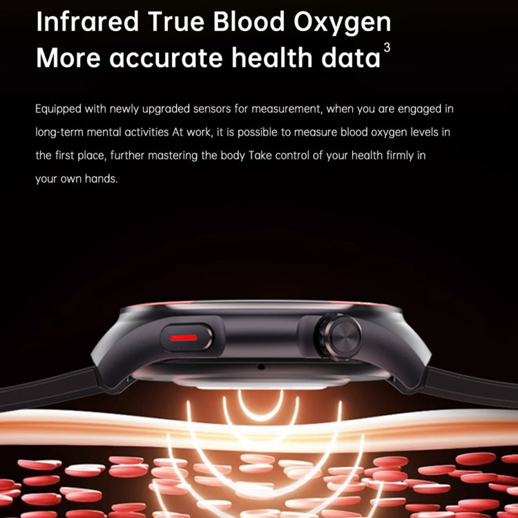 T82 1.43 inch Round Screen BT Call Smart Watch, Heart Rate / Blood Pressure / Blood Oxygen / Sleep / Blood Sugar / HRV / Metope / SOS, Strap:Silicone Black by bashfashion