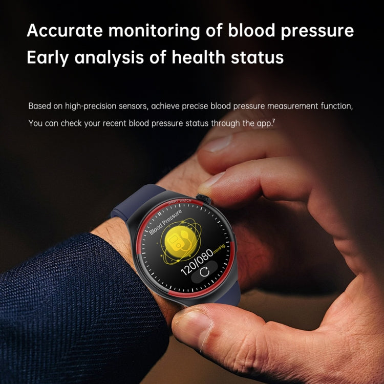T82 1.43 inch Round Screen BT Call Smart Watch, Heart Rate / Blood Pressure / Blood Oxygen / Sleep / Blood Sugar / HRV / Metope / SOS, Strap:Silicone Black by bashfashion