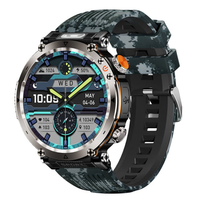 HT30 1.7 inch IP68 Waterproof Camouflage Silicone Band Smart Watch, Support Flashlight / Banknote Detector Light / Compass(Blue) by bashfashion