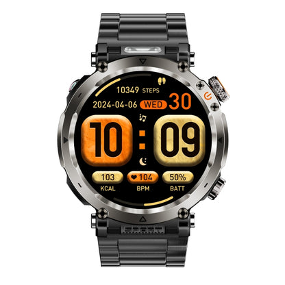 HT30 1.7 inch IP68 Waterproof Steel Band Smart Watch, Support Flashlight / Banknote Detector Light / Compass(Black) by bashfashion
