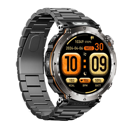 HT30 1.7 inch IP68 Waterproof Steel Band Smart Watch, Support Flashlight / Banknote Detector Light / Compass(Black) by bashfashion