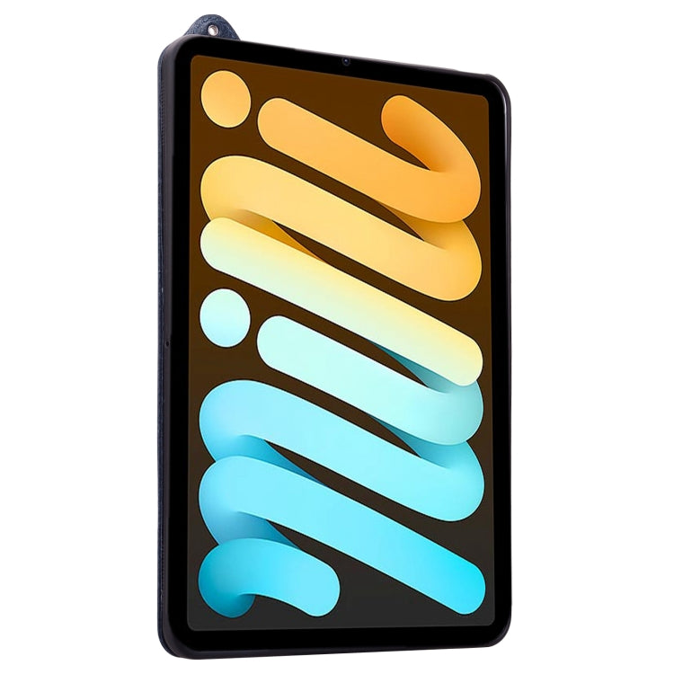 For iPad mini 6 / mini 2024 TPU Leather Back Tablet Case with Wristband(Dark Blue) by bashfashion