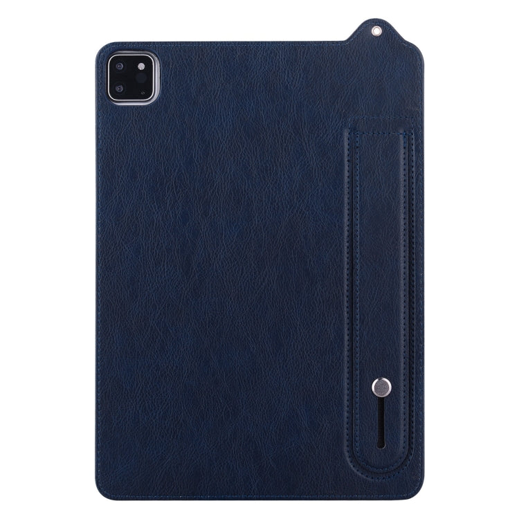 For iPad Air 11 2025 / 2024 TPU Leather Back Tablet Case with Wristband(Dark Blue) by bashfashion