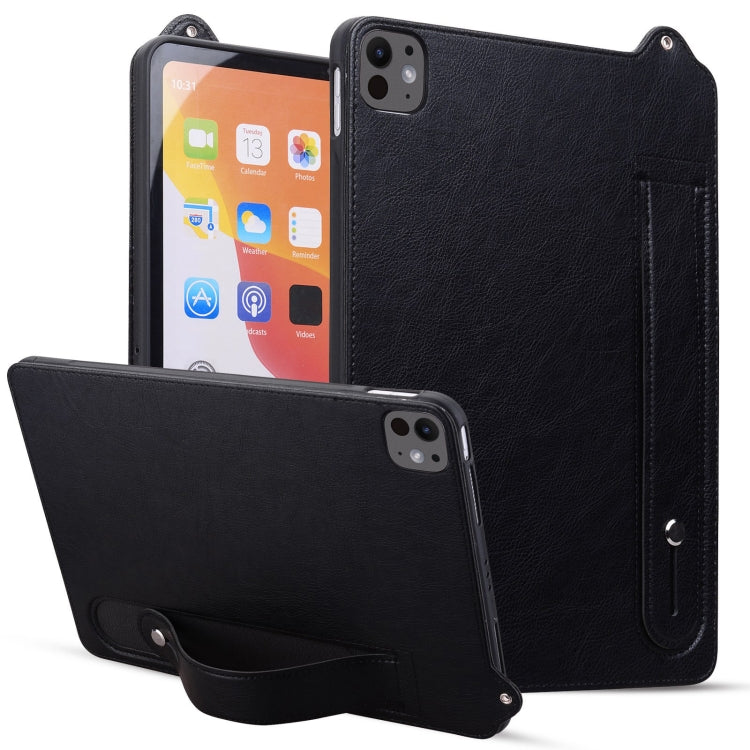 For iPad Pro 11 2025 / 2024 TPU Leather Back Tablet Case with Wristband(Black) by bashfashion