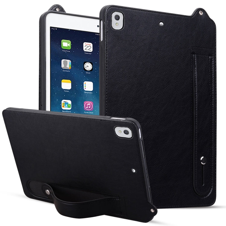 For iPad Pro 9.7 / 9.7 2018 / 2017 TPU Leather Back Tablet Case with Wristband(Black) by bashfashion