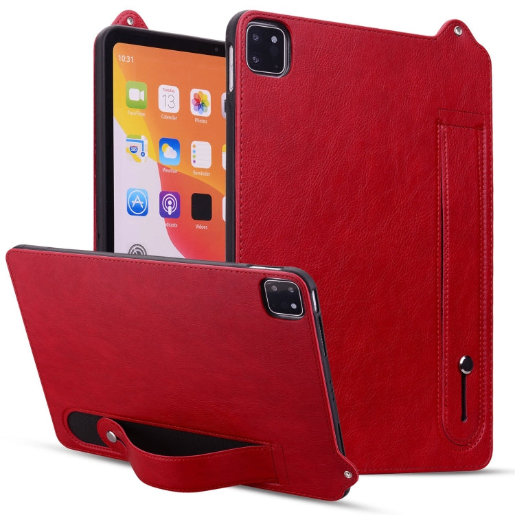 For iPad Air 13 2024 / 2025 TPU Leather Back Tablet Case with Wristband(Red) by bashfashion
